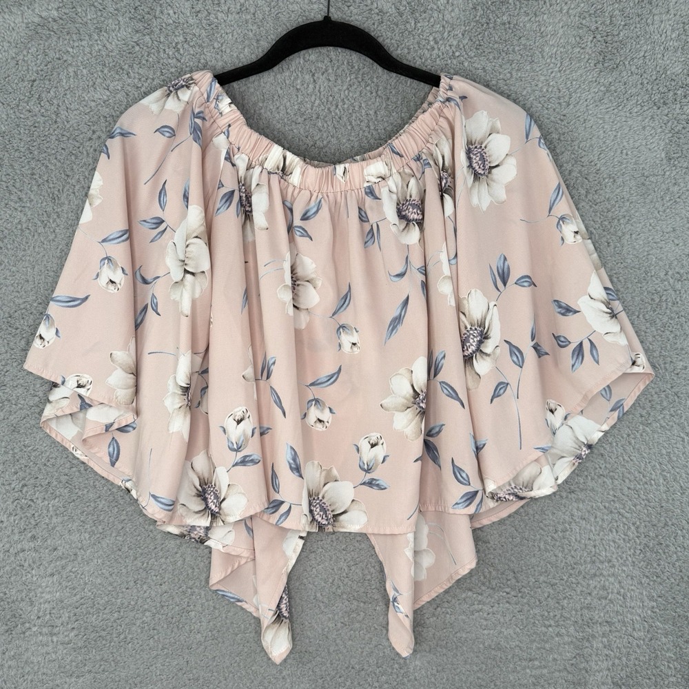 Lulus Women's Light of Dawn Blush Pink Floral Off The Shoulder Top Size Medium